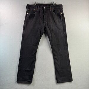 Levis Jeans Mens 38x32 (Fits 36x30) Black 501 Straight Denim Classic
